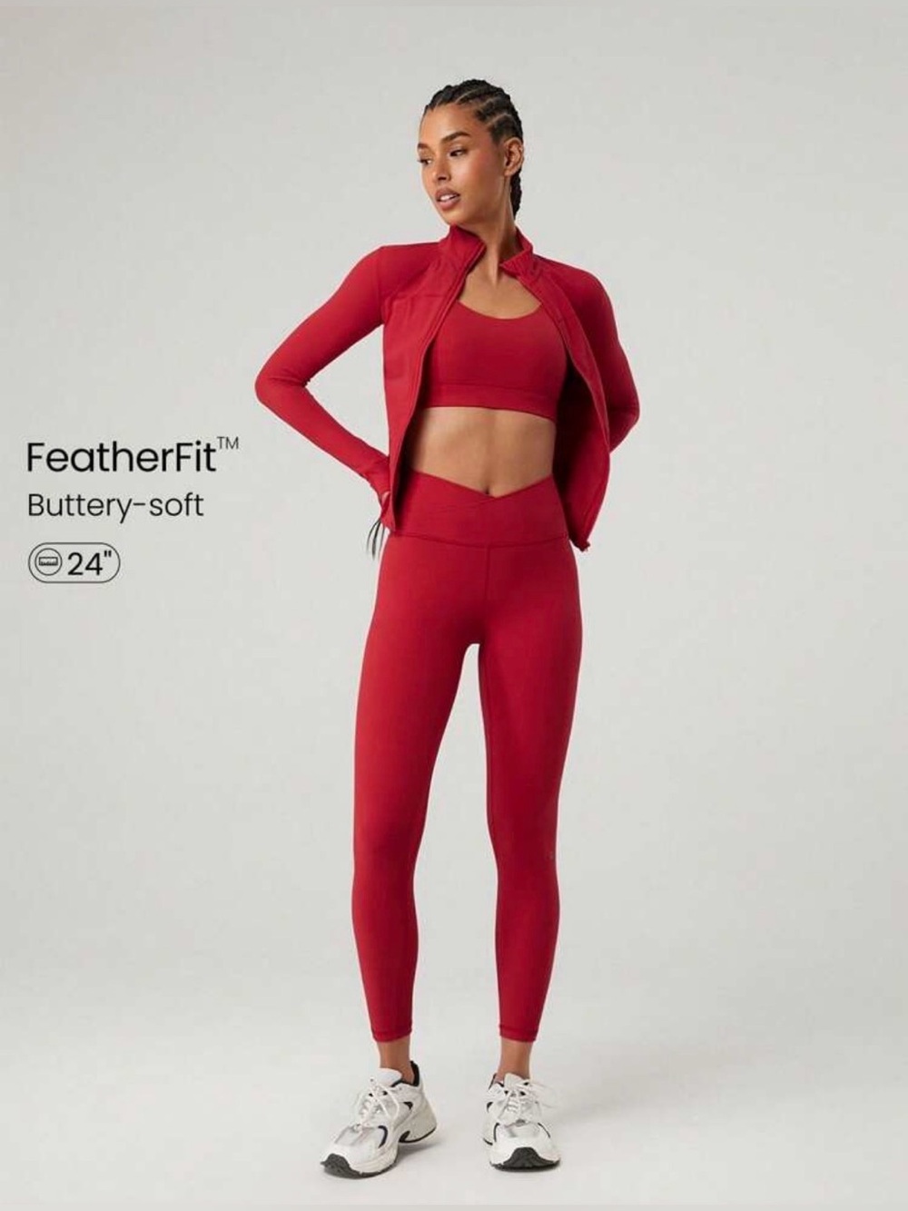 FeatherFit™ Crossover Yoga Pilates
Leggings Buttery Soft - Fiery Red